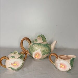 Fitz & Floyd 1987 Calla Lily Tea Set 3pc Vintage